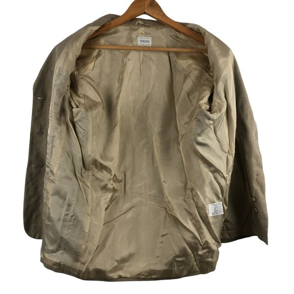 United Colors of Benetton VTG Women's 44 (US 8) Brown Linen Blend Blazer Jacket - Picture 4 of 10